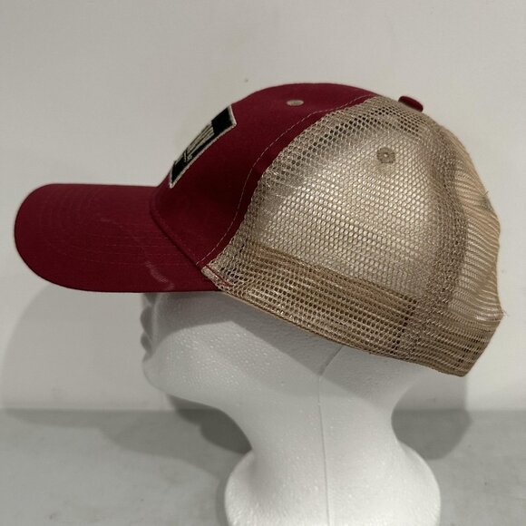 Larceny Bourbon Hat Cap Snap Back Red Tan Trucker Mesh Whiskey Advertising Mens - Picture 3 of 9